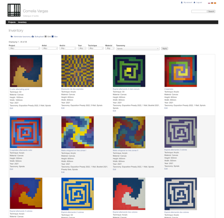 Catalogue of works