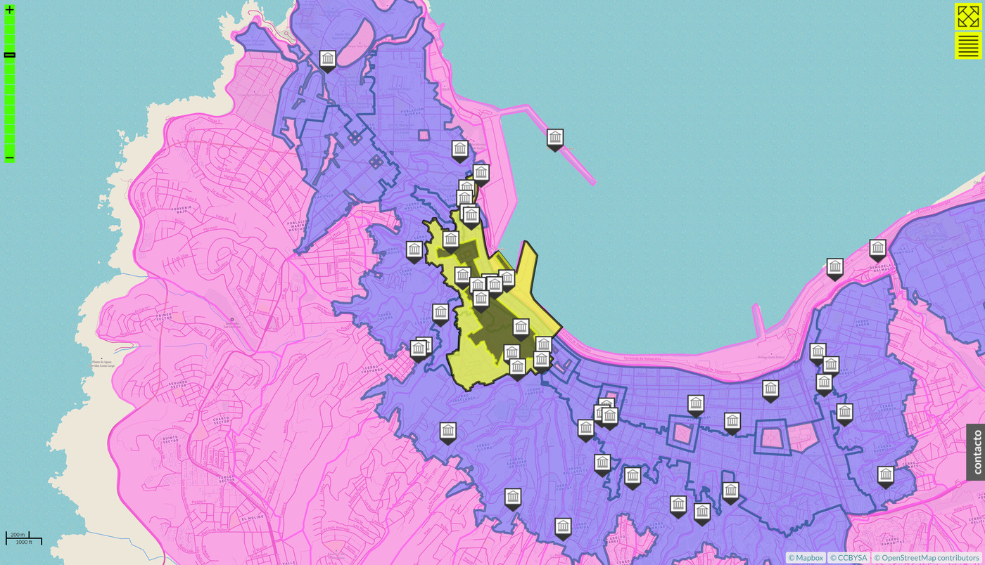 Mapa patrimonio con zonas Sitio Patrimonio de la Humanidad